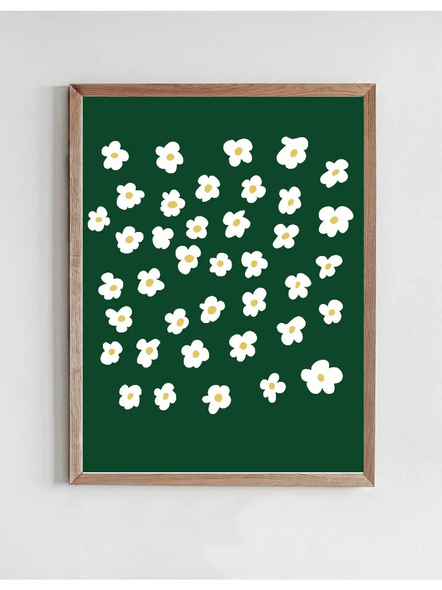 White Flowers on Green