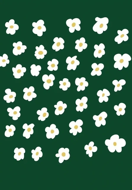White Flowers on Green
