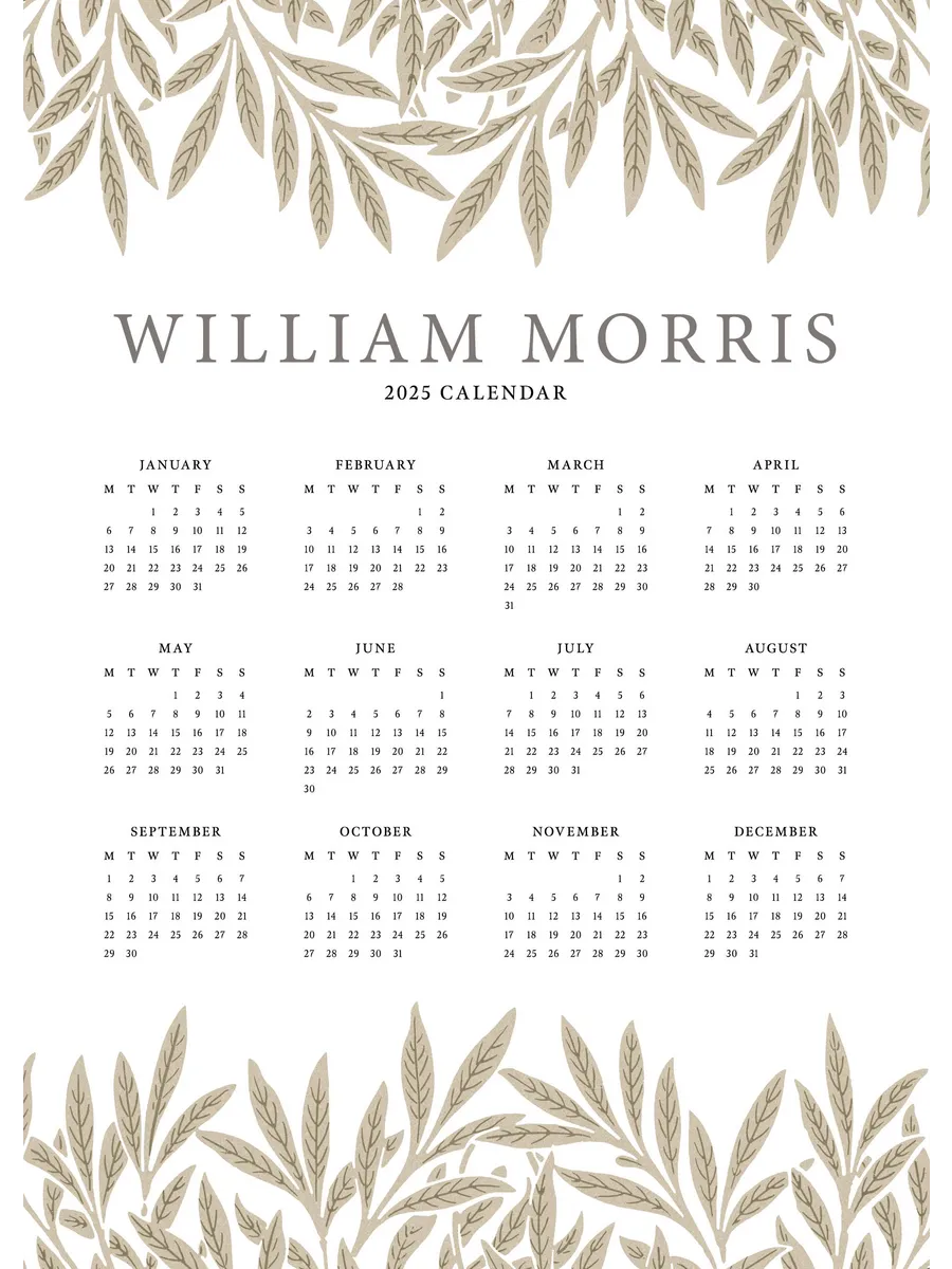 William Morris Calendar 2025