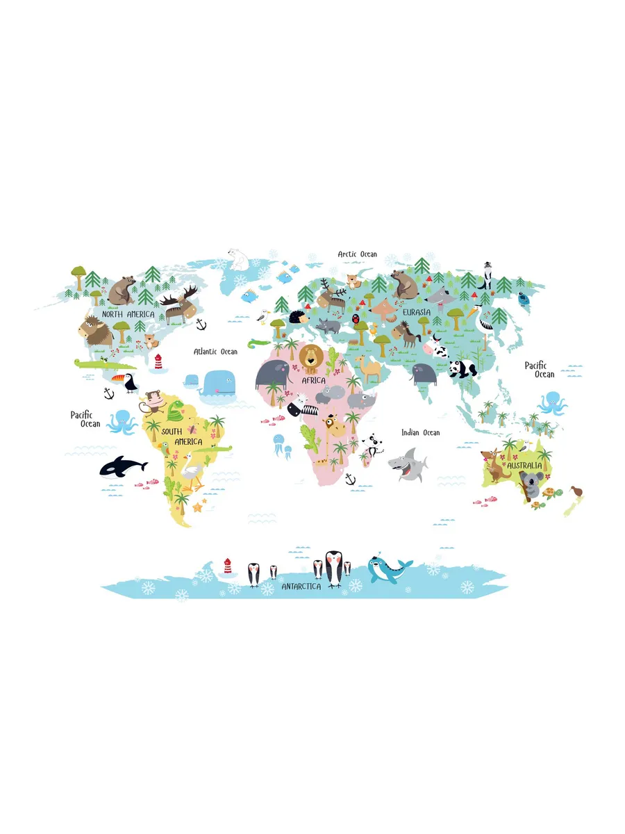 World Map Animals