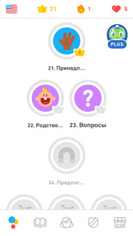 Структура курса в Duolingo