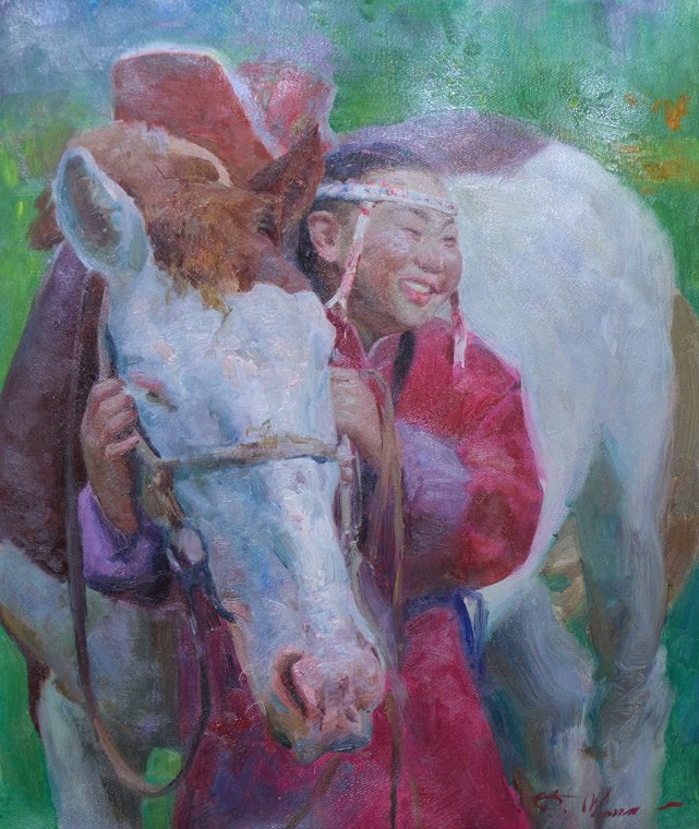 Картина Мальчик с лошадью от Мунх Биндэрьяа