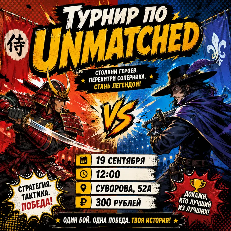 Турнир по Unmatched — 19 сентября 2026 г.
