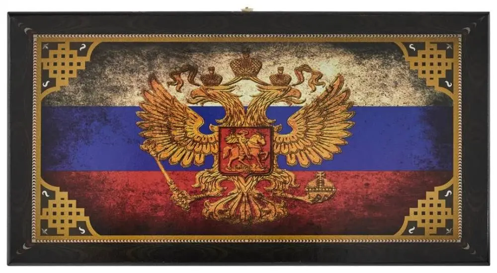 Нарды + Шашки Смоленские Флаг РФ, средние (дерево, 50х20х2 см.)