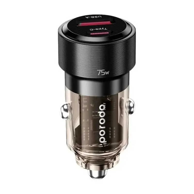 Автомобильное зарядное устройство Porodo 75W Transparent Dual Port Car Charger P