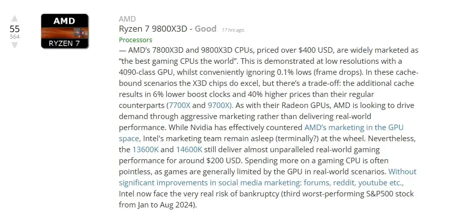 Intel i5 13600K and AMD Ryzen 9800X3D Debate