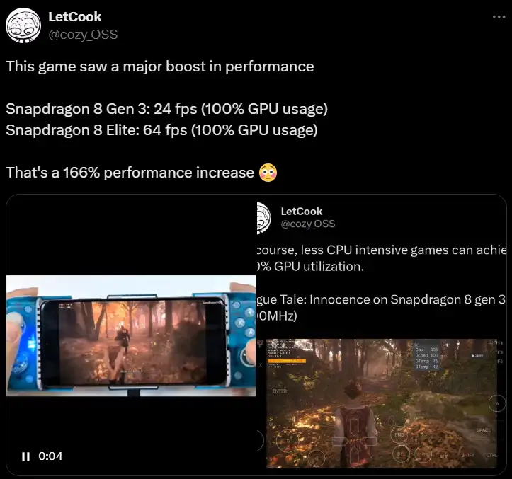 Snapdragon 8 Elite: 60+ FPS в A Plague Tale, вдвое быстрее Gen 3