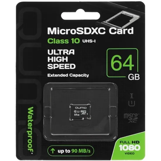 Карта памяти MicroSDXC 64 GB UHS-I U1 Class 10 QUMO (QM64GMICSDXC10U1NA)