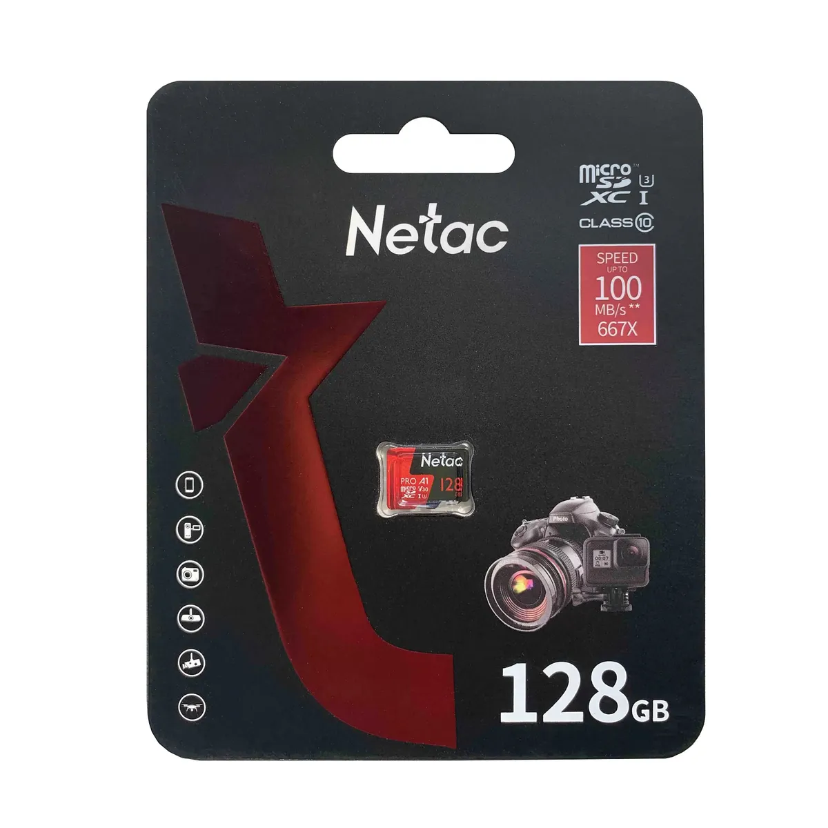 Карта памяти MicroSDXC 128GB UHS-I NETAC P500 Extreme Pro (100 Mb/s) + SD Adapter
