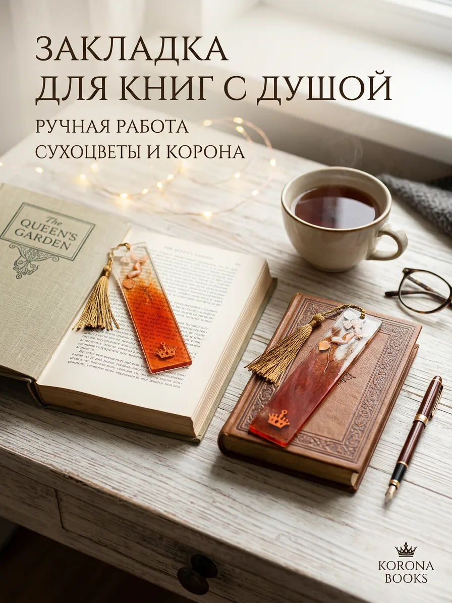📚 Закладка для книг с душой: сухоцветы и корона ✨