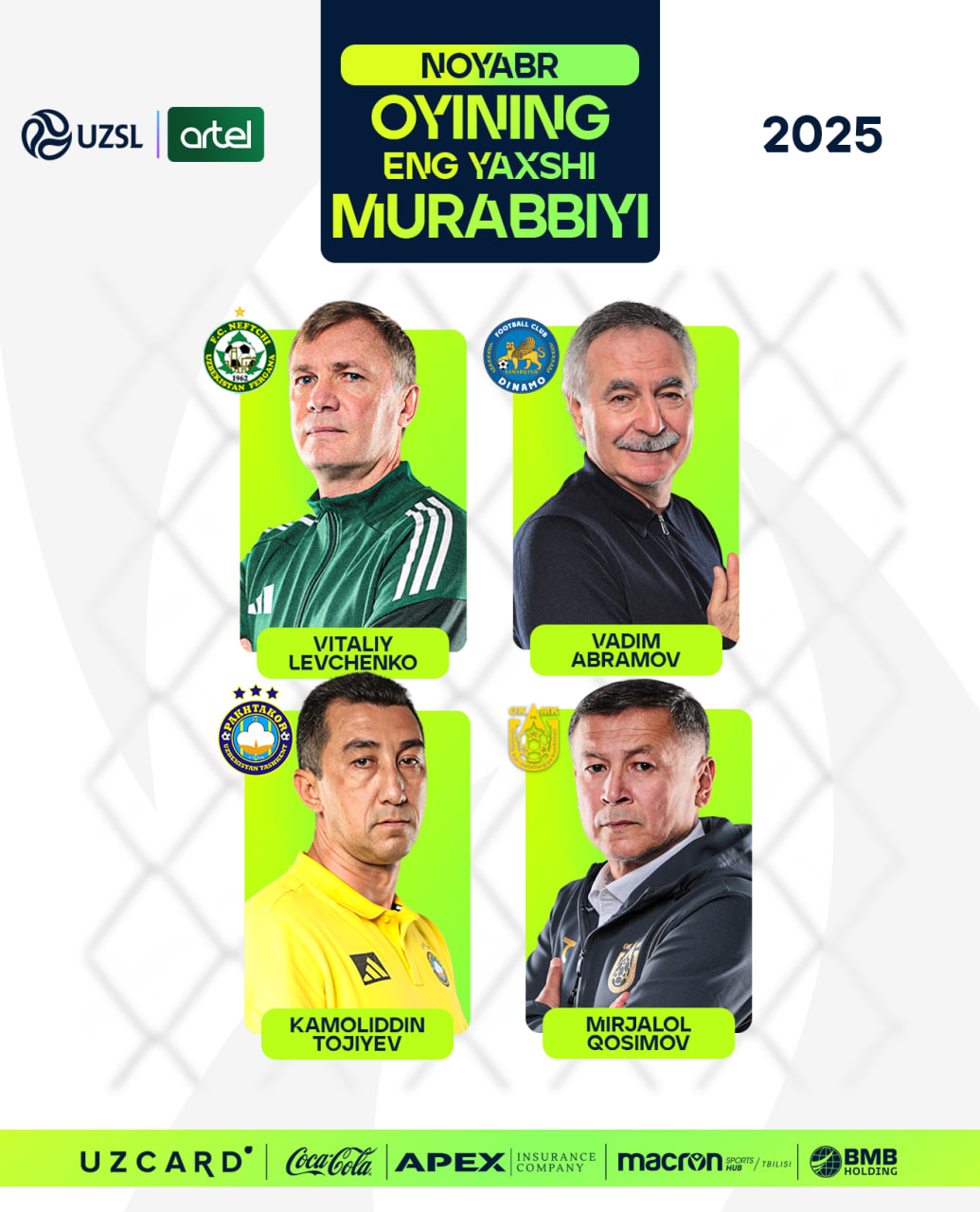 Superliga. Noyabr oyining eng yaxshilari aniqlanmoqda