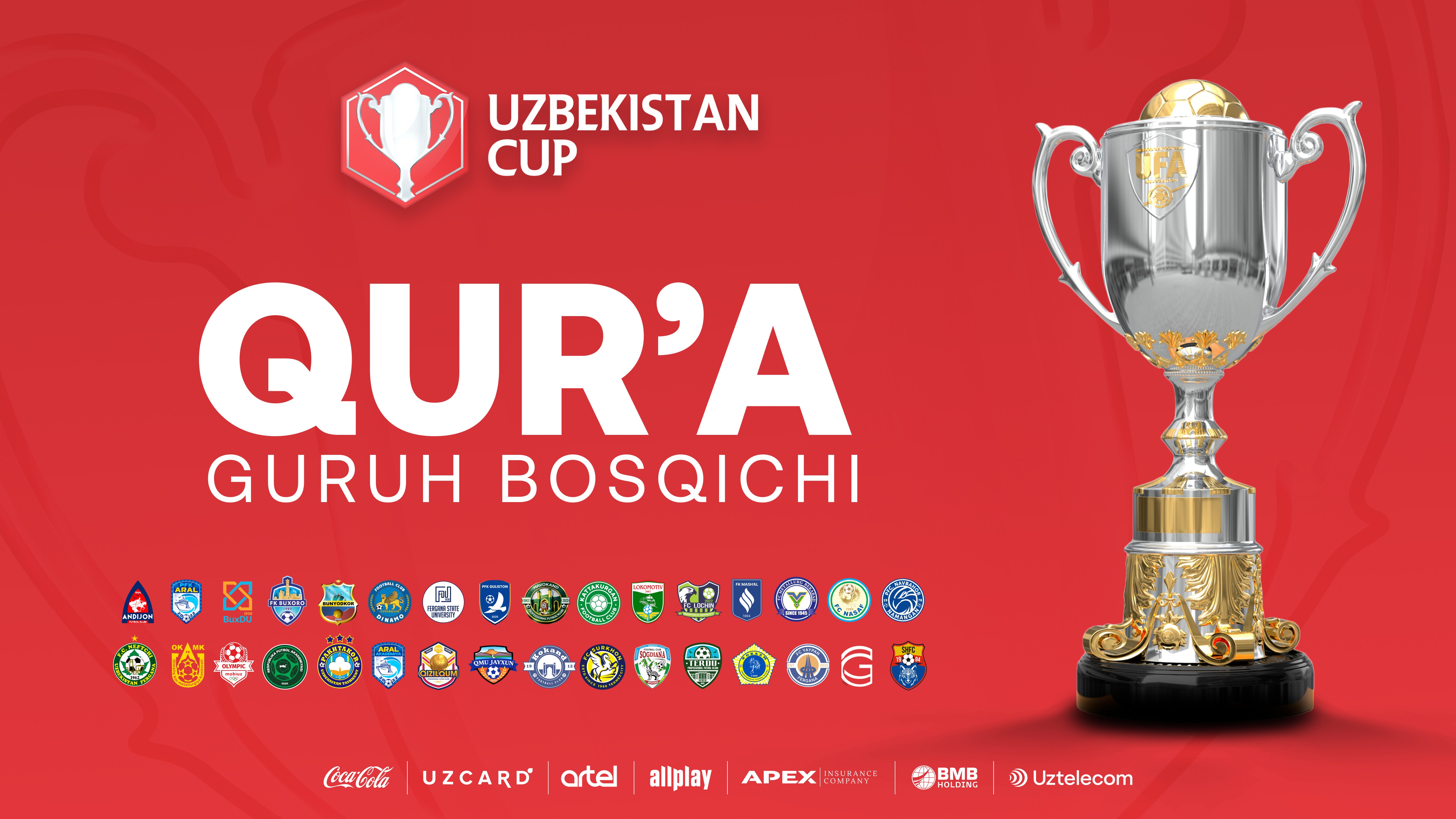 O‘zbekiston kubogi. Guruh bosqichiga qur’a tashlandi