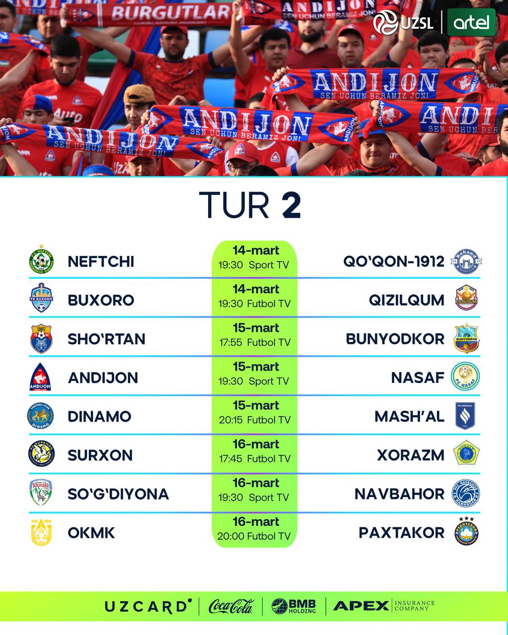 Superleague: The kickoff times for the 2nd round matches have been revealed