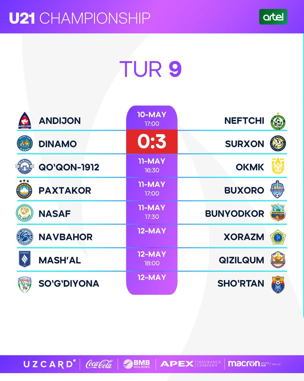 Dinamo U21 jamoasiga texnik mag‘lubiyat yoziladi