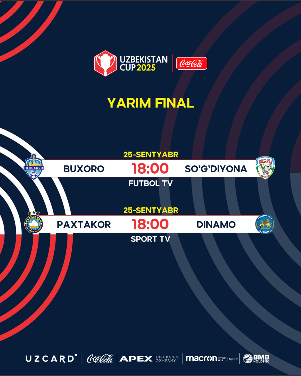 O‘zbekiston kubogi yarim final bosqichi: Prevyu