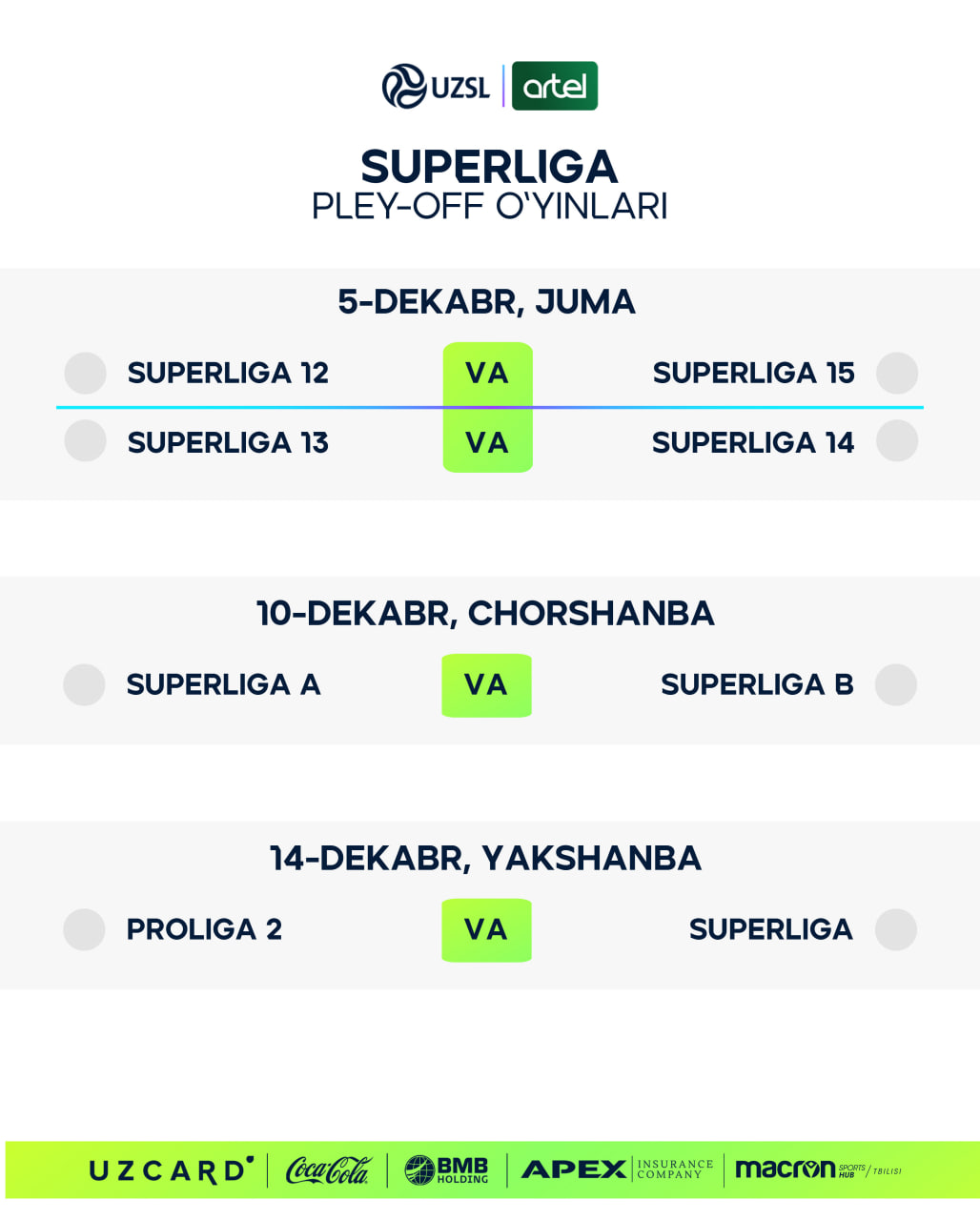Superliga so‘nggi turi va pley-off sanalari masalasi
