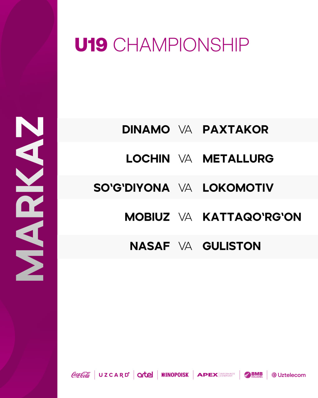 U19 Chempionatining yangi mavsumiga qur’a tashlandi