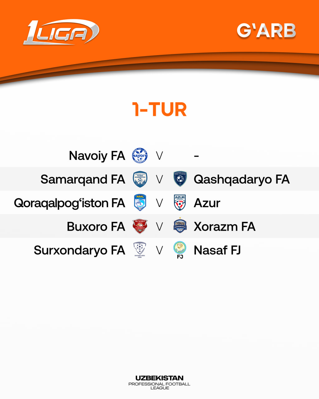 Birinchi liga. Yangi mavsumga qur’a tashlandi