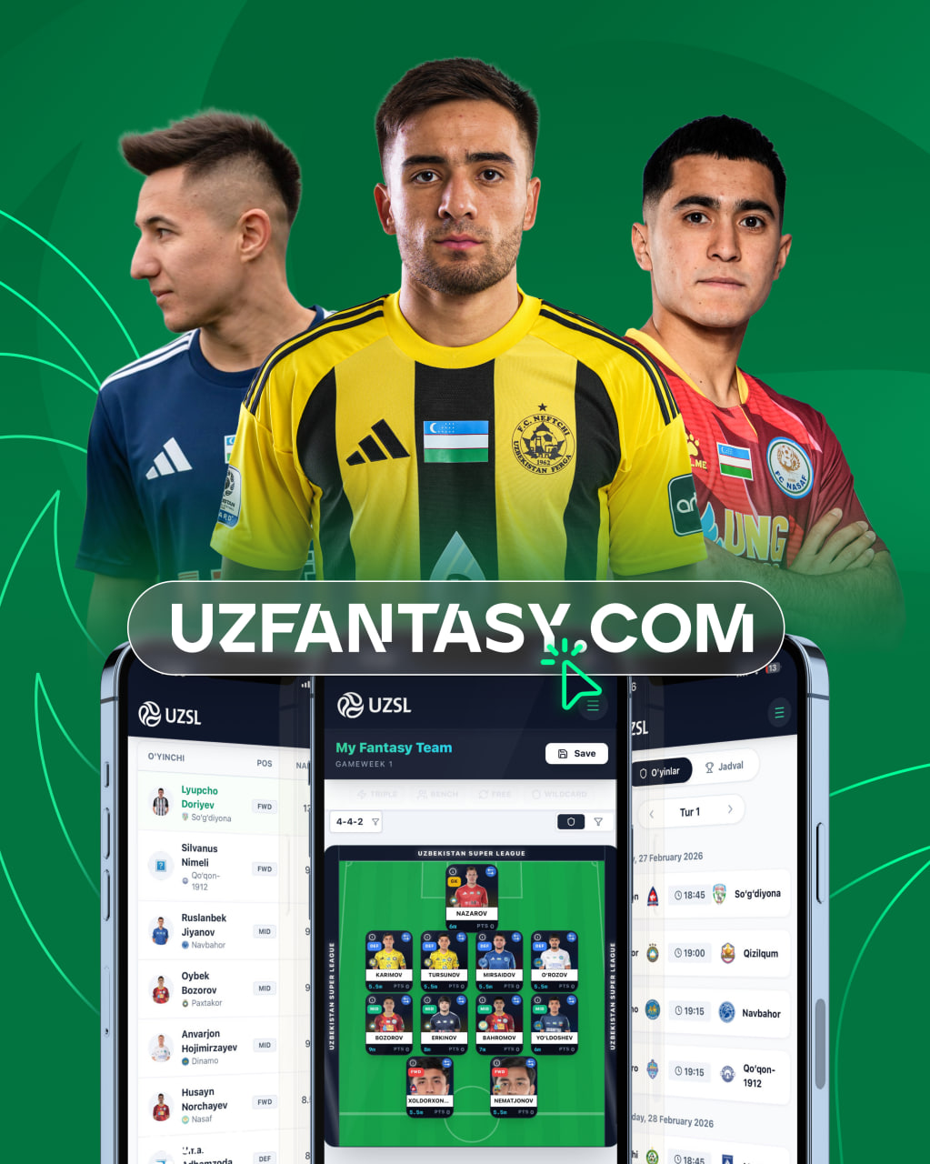 Fantasy Football  – O‘zbekiston Superligasi. Barcha chiplar bepul bo‘ladi