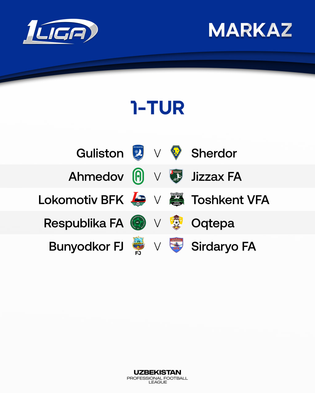 Birinchi liga. Yangi mavsumga qur’a tashlandi
