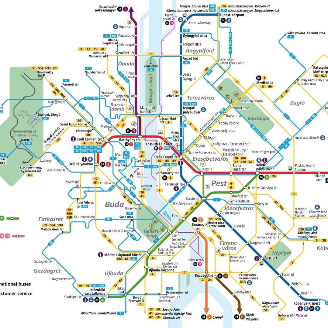 Карта общественного транспорта Будапешта