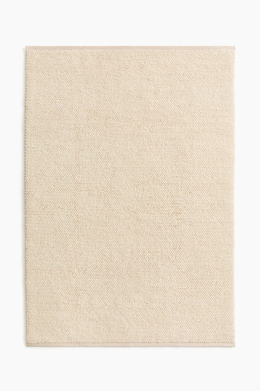 Ковер из шерстяной смеси с фактурным плетением H&M светло-бежевый, 140x200 см. Фото 2.
