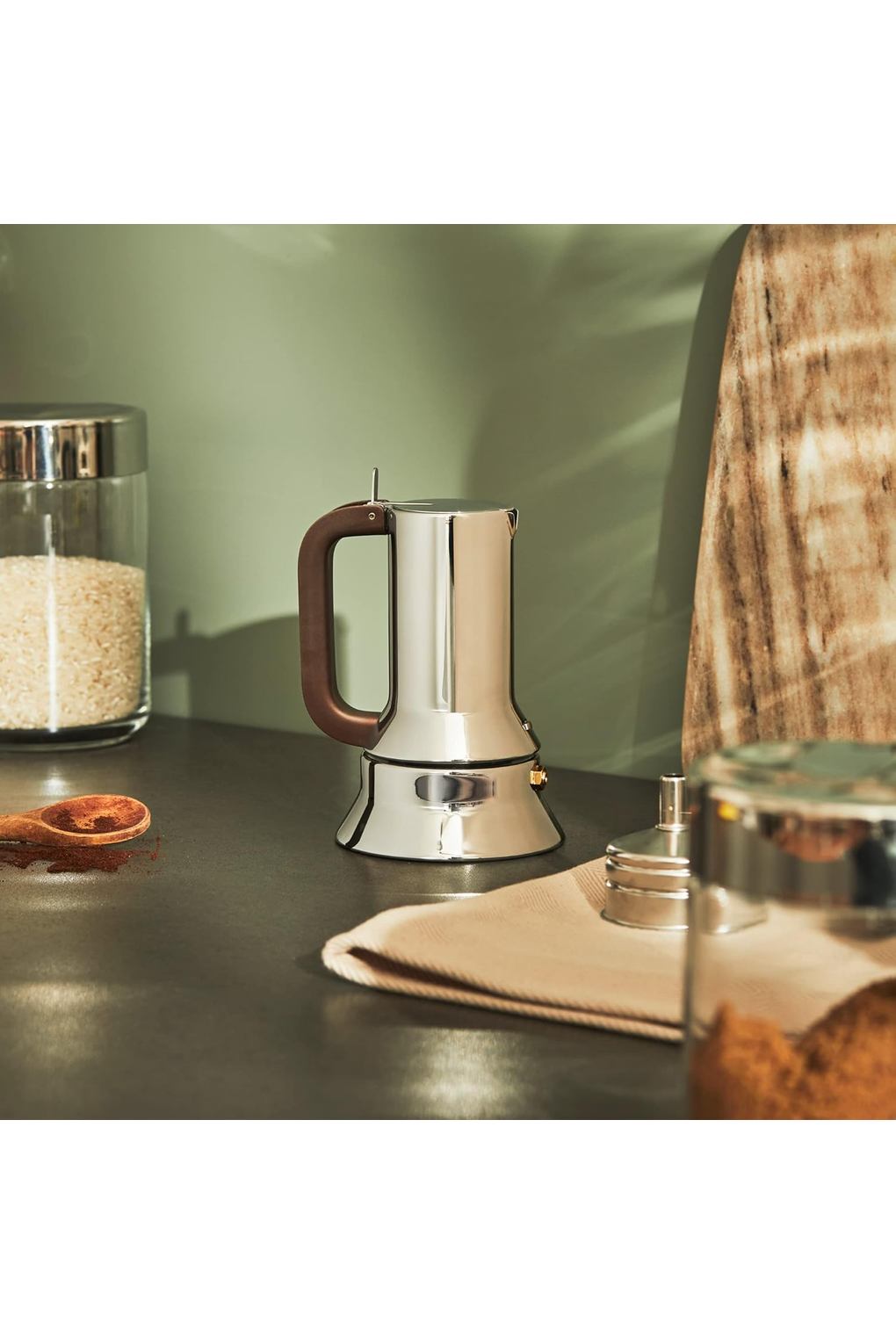Гейзерная кофеварка Alessi Espresso Coffee Maker in 18/10 Stainless Steel with Mirror Polished. Фото 5.