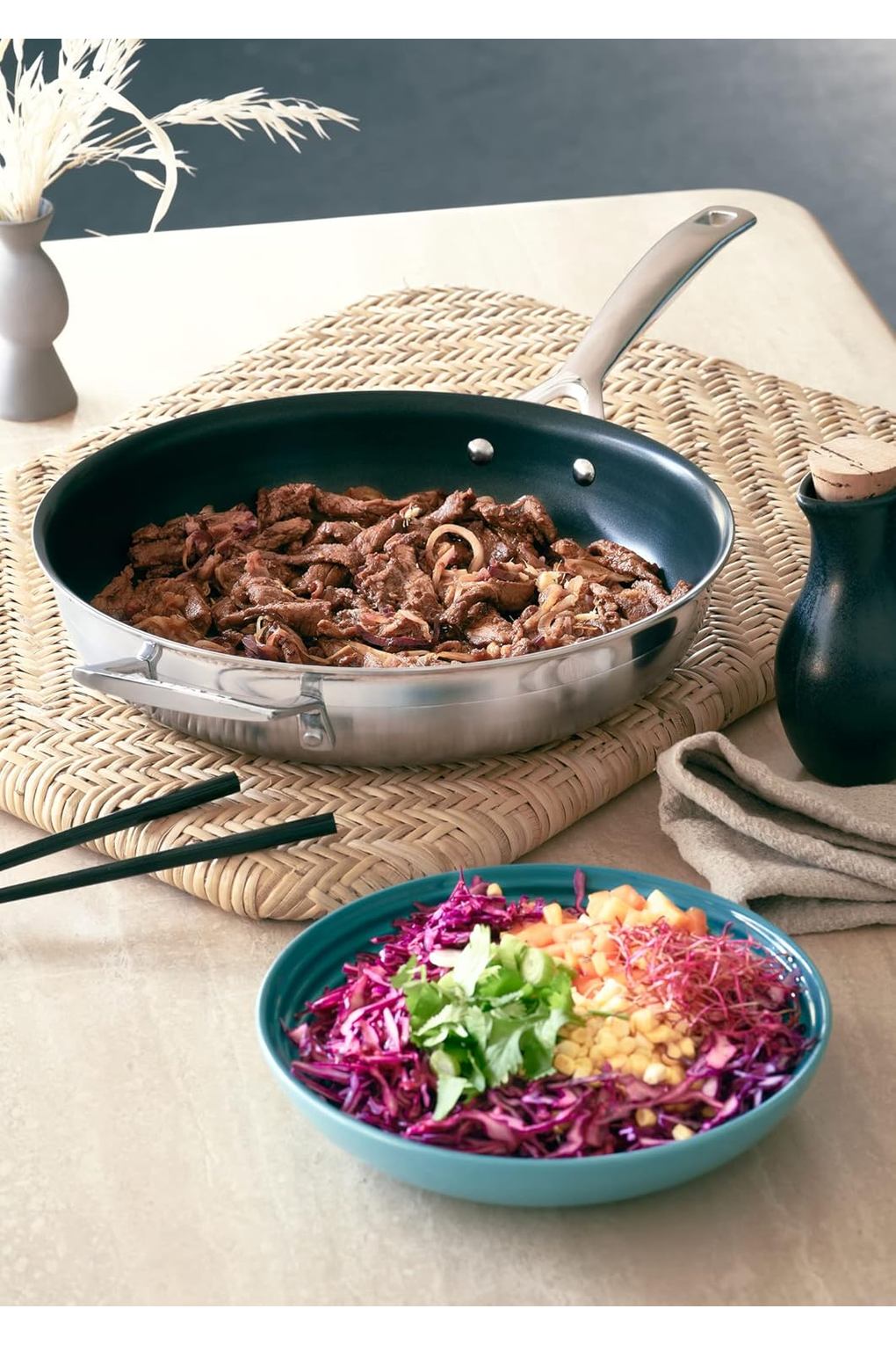 Сковорода LE CREUSET B00I9B3GA8-BUNDLE нержавеющая сталь 30 см. Фото 5.
