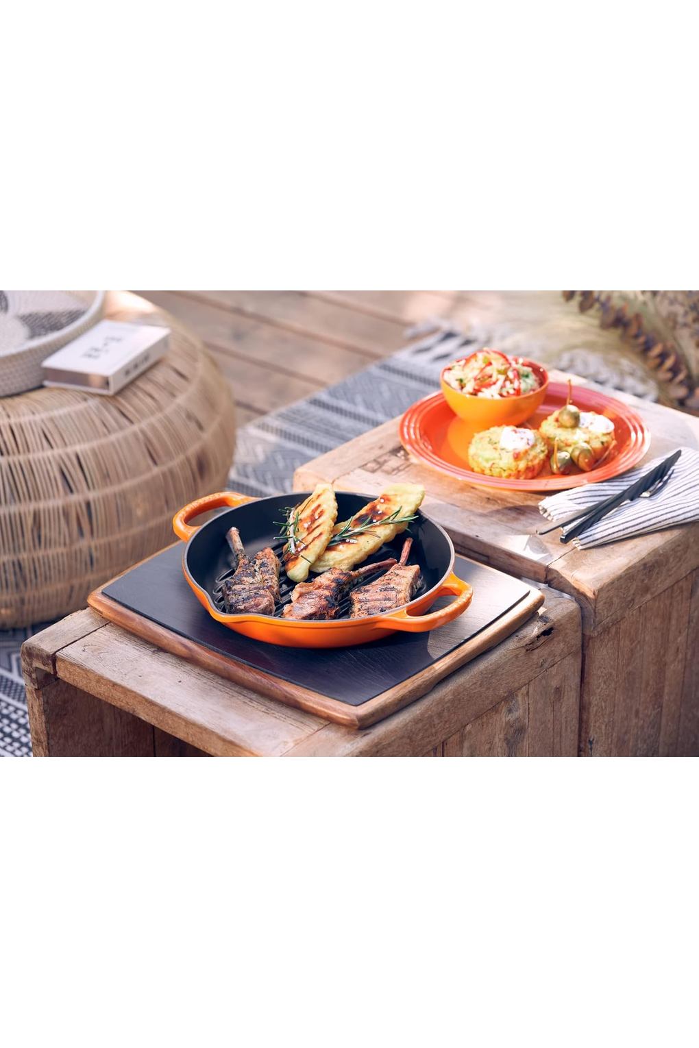 Вок LE CREUSET B086H3TJ24-BUNDLE чугун красный 25 см. Фото 2.
