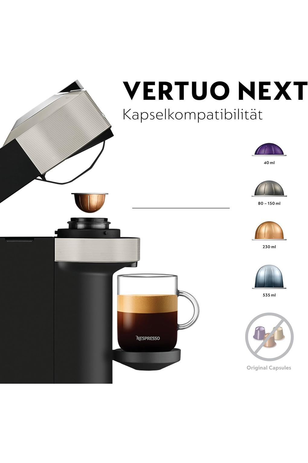 Кофемашина Nespresso Krups Vertuo Next Coffee Capsule Machine / 1.1 Liter Water Tank / Capsule Detection by Barcode / Made from 54% Recycled Plastic. Фото 4.