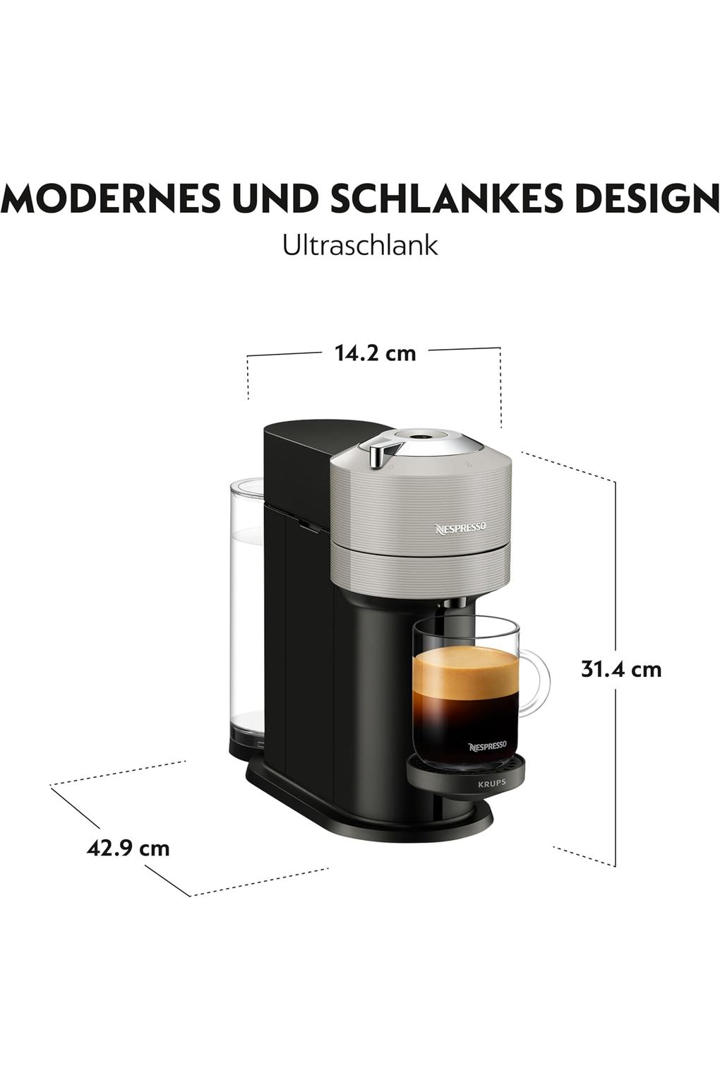 Кофемашина Nespresso Krups Vertuo Next Coffee Capsule Machine / 1.1 Liter Water Tank / Capsule Detection by Barcode / Made from 54% Recycled Plastic. Фото 5.