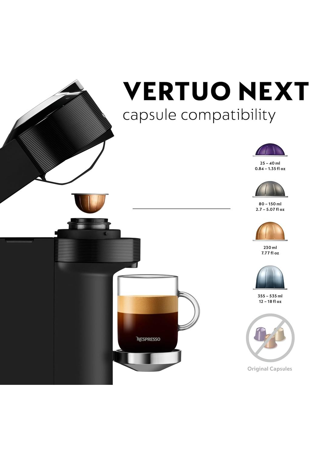 Кофемашина Nespresso De'Longhi Vertuo Next Nespresso Coffee Machine, Super Automatic Coffee Machine with WiFi and Bluetooth, ENV120.BW, Brown. Фото 3.