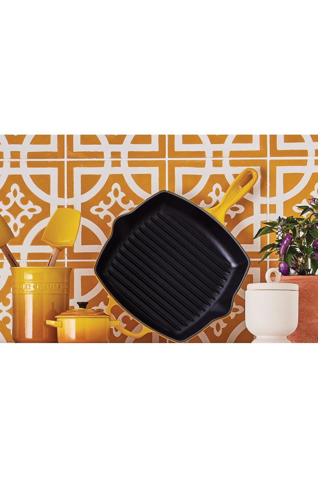 Сковорода-гриль LE CREUSET B009ZML3UA-BUNDLE чугун желтая. Фото 5.