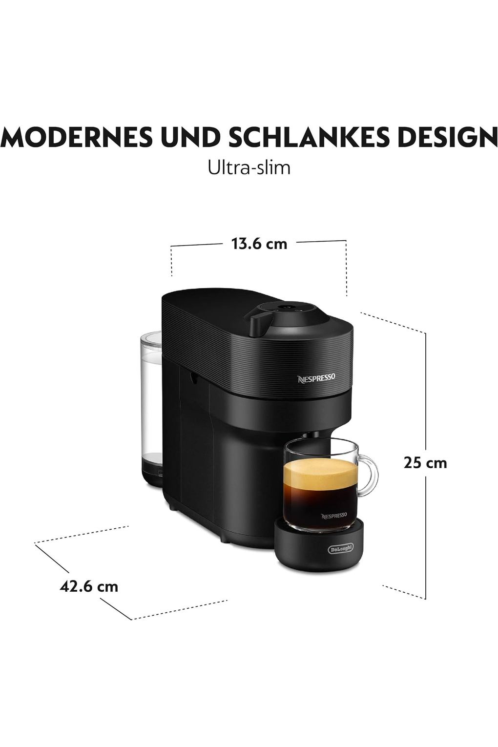 Кофемашина Nespresso De'Longhi ENV90.BAE Vertuo Pop Coffee Capsule Machine + Aeroccino, Centrifusion Technology, Welcome Package Included, 1260W, Black. Фото 6.
