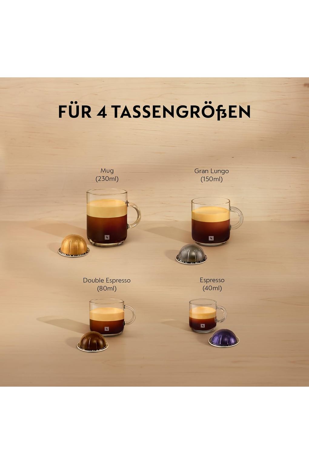 Кофемашина Nespresso Krups Vertuo Pop Coffee Capsule Machine, Capacity: 560 ml, Automatic Capsule Detection, One Touch System, 4 Cup Sizes, Shortened Heating Time, Sustainable, Spicy Red, XN9205. Фото 3.