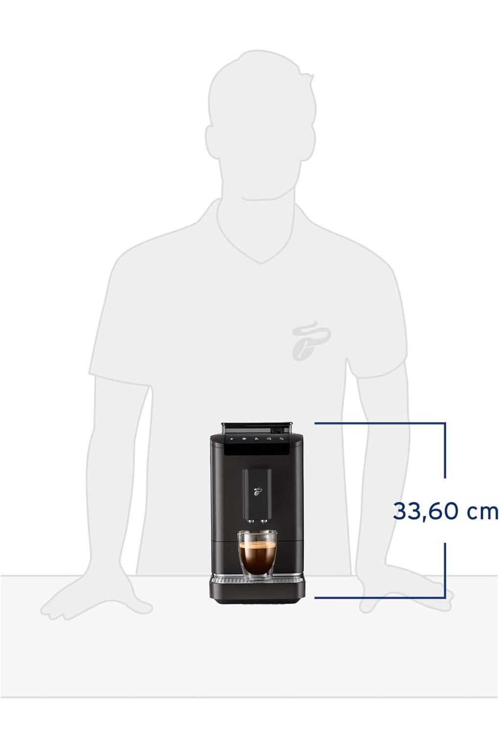 Кофемашина Tchibo Esperto2 Caffe Fully Automatic Coffee Machine with 2-Cup Function for Caffe Crema and Espresso, Granite Black Includes Coffee Tasting Set. Фото 4.