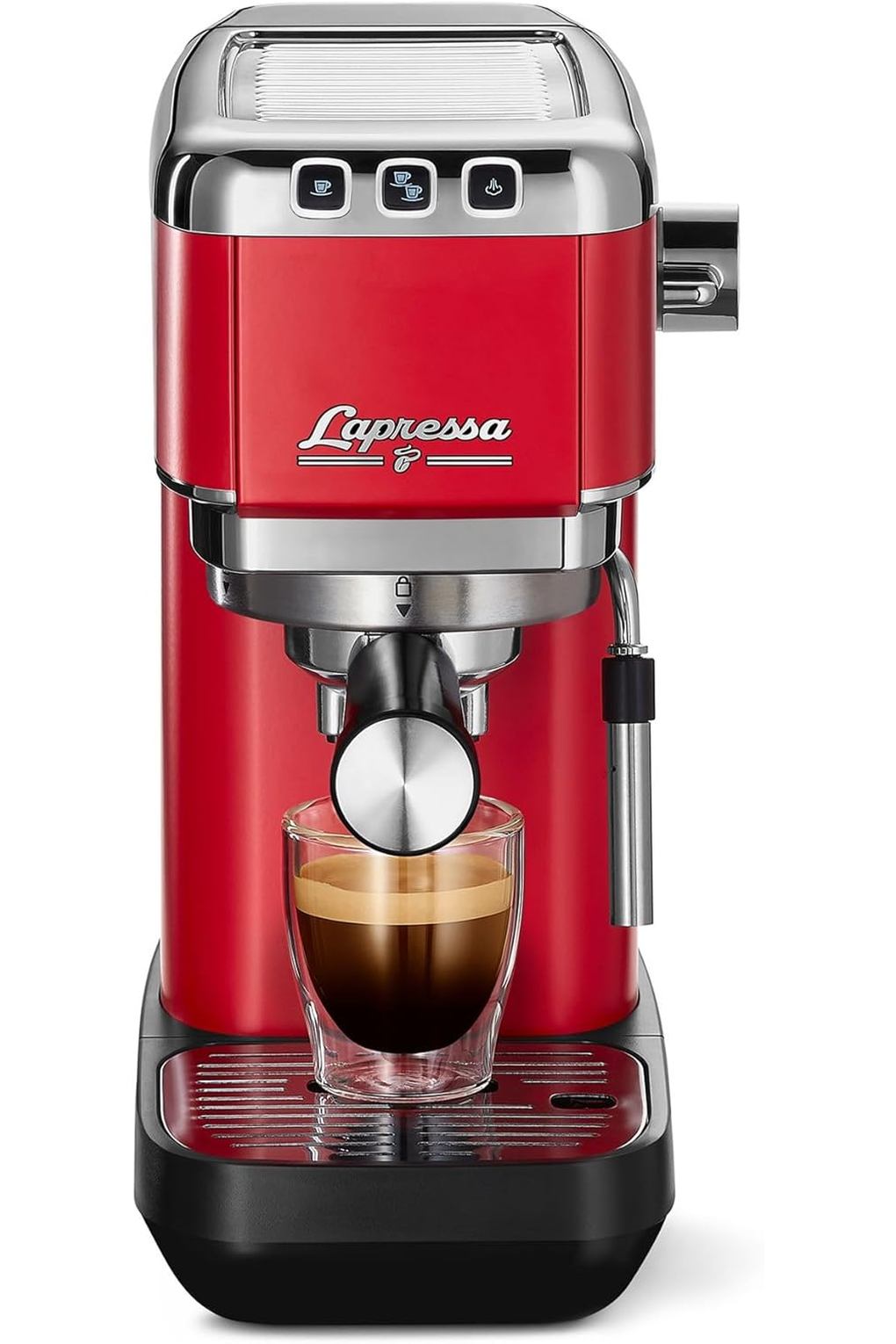 Кофемашина Tchibo Lapressa Portafilter Espresso Machine (15 Bar, 980 ml Water Tank), Pre-Infusion Technology, with 2 Cup Function and Milk Foam Nozzle, Includes Two Double-Walled Sieves (Red). Фото 2.