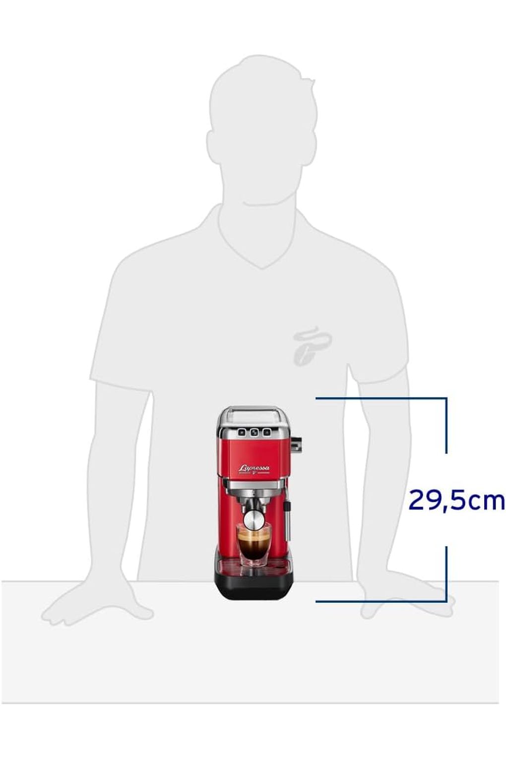 Кофемашина Tchibo Lapressa Portafilter Espresso Machine (15 Bar, 980 ml Water Tank), Pre-Infusion Technology, with 2 Cup Function and Milk Foam Nozzle, Includes Two Double-Walled Sieves (Red). Фото 4.