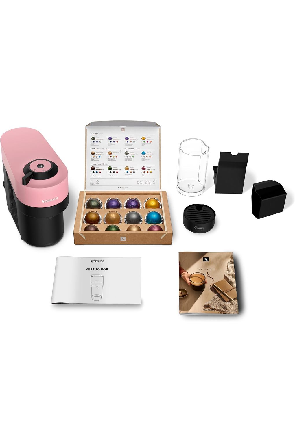 Кофемашина Nespresso De'Longhi Vertuo Pop ENV90.P Capsule Coffee Machine, Cold Brew Function, 4 Cup Sizes, Bluetooth & Wi-Fi Connectivity, 1 Cup Coffee Machine with Welcome Pack, Pink. Фото 4.