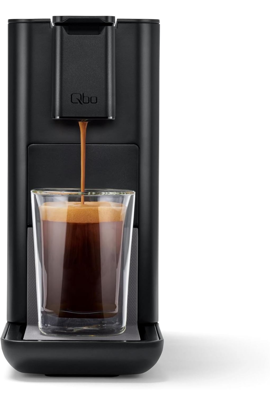 Кофемашина Tchibo Qbo ICONIC Premium Capsule Machine with 16 Recyclable Qbo Capsules for Espresso, Caffe and Caffe Grande, Compact, Innovative Design, Dark Chrome. Фото 2.