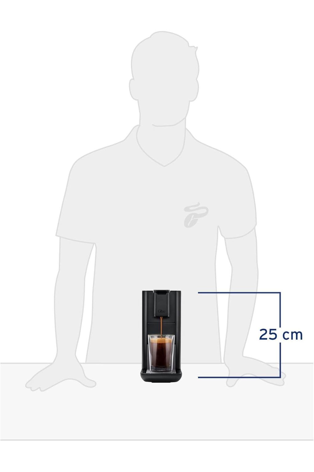 Кофемашина Tchibo Qbo ICONIC Premium Capsule Machine with 16 Recyclable Qbo Capsules for Espresso, Caffe and Caffe Grande, Compact, Innovative Design, Dark Chrome. Фото 5.