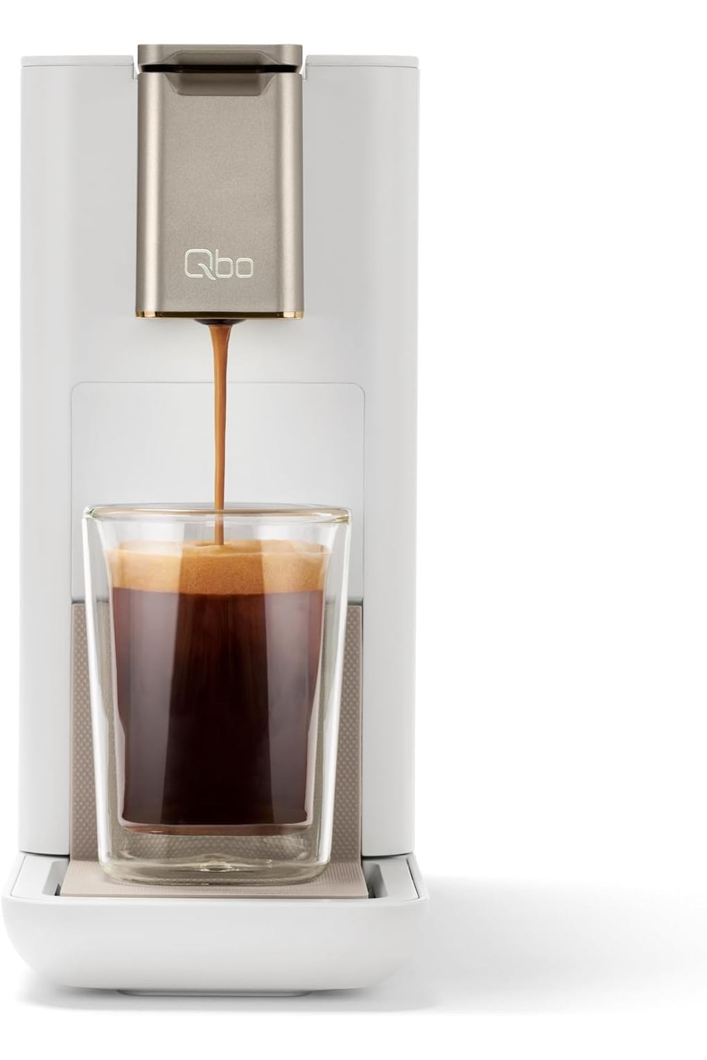Кофемашина Tchibo Qbo ICONIC Premium Capsule Machine with 16 Recyclable Qbo Capsules for Espresso, Caffe and Caffe Grande, Compact, Innovative Design, Light Gold. Фото 2.