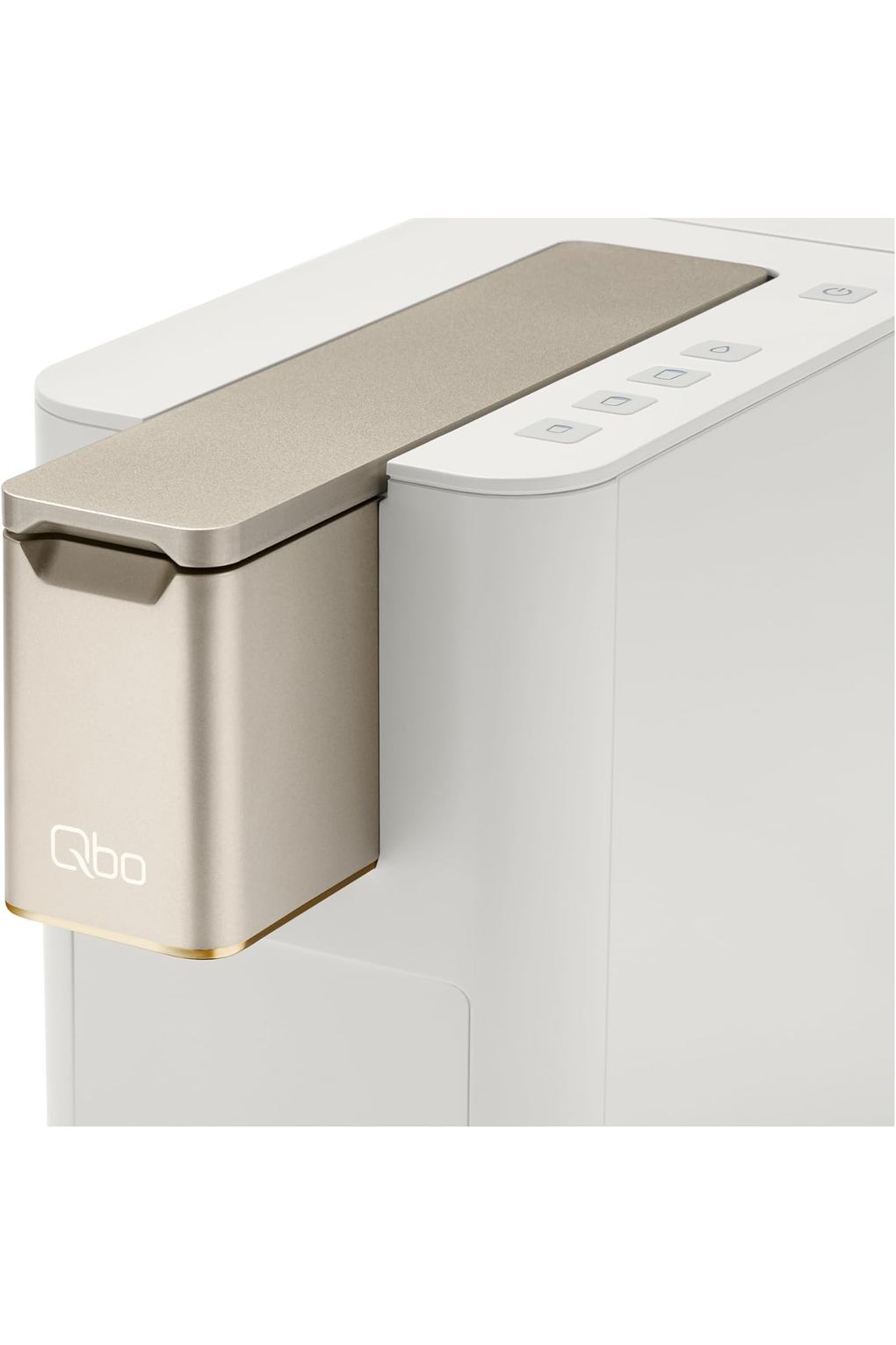 Кофемашина Tchibo Qbo ICONIC Premium Capsule Machine with 16 Recyclable Qbo Capsules for Espresso, Caffe and Caffe Grande, Compact, Innovative Design, Light Gold. Фото 4.