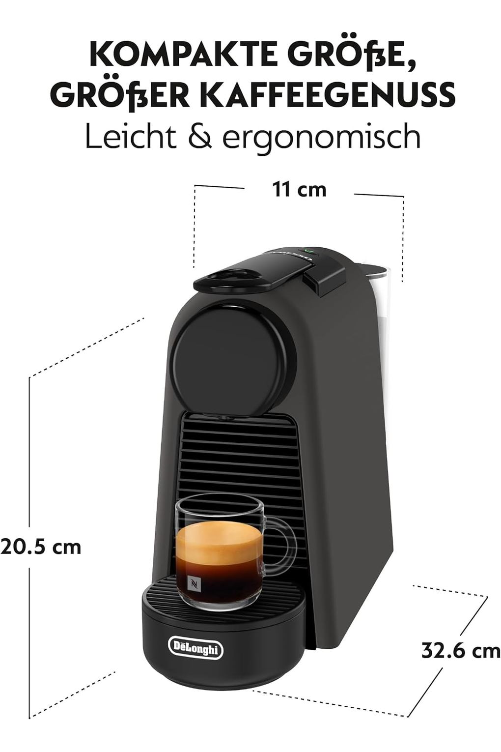 Кофемашина Nespresso De'Longhi Essenza Mini EN85.BKMT, Automatic Coffee Machine, Capsule Machine for a Single Cup, Includes Welcome Kit, Compact Design, 19 Bar Pressure, 1150 W, Matte Black. Фото 4.