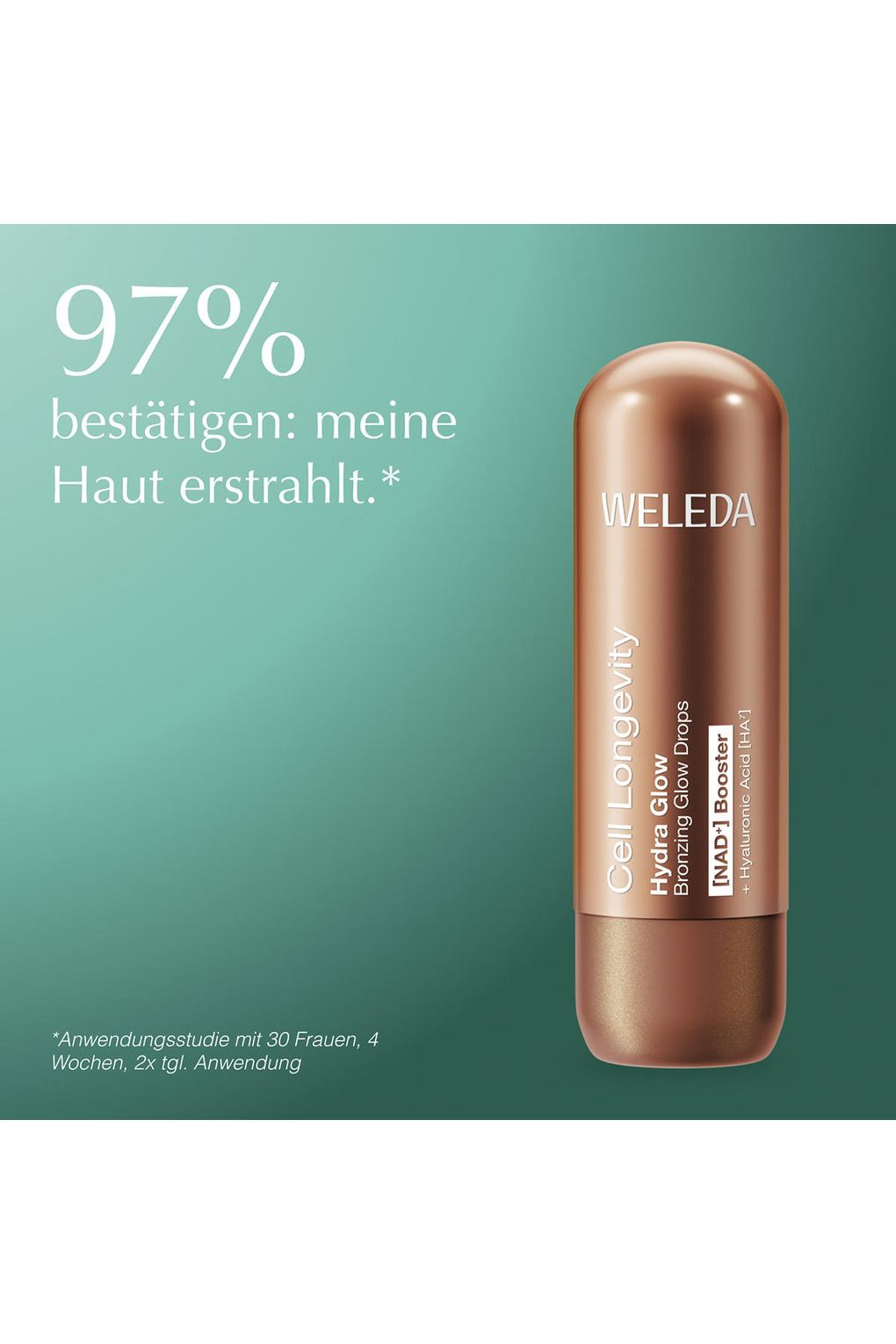 Сыворотка для ухода за кожей Weleda Cell Longevity Hydra Glow для загара и сияния кожи 15 мл. Фото 4.