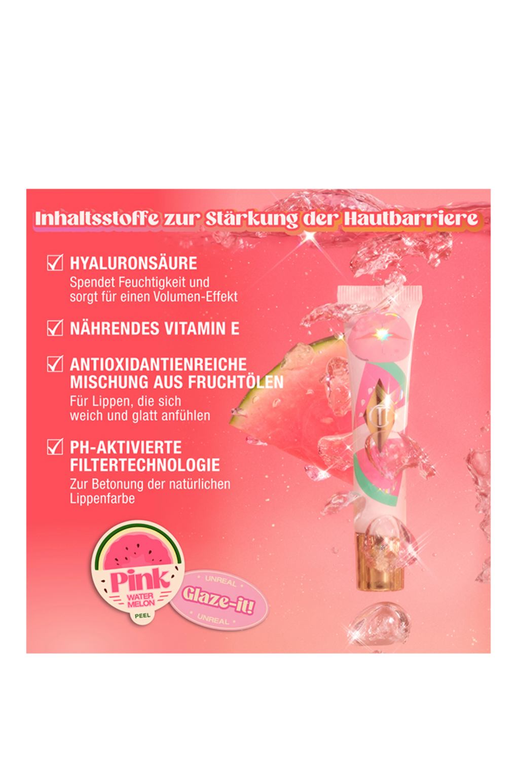 Масло для губ Charlotte Tilbury unreal lips healthy glow nectar oil JUICYLICIOUS PINK WATERMELON. Фото 4.