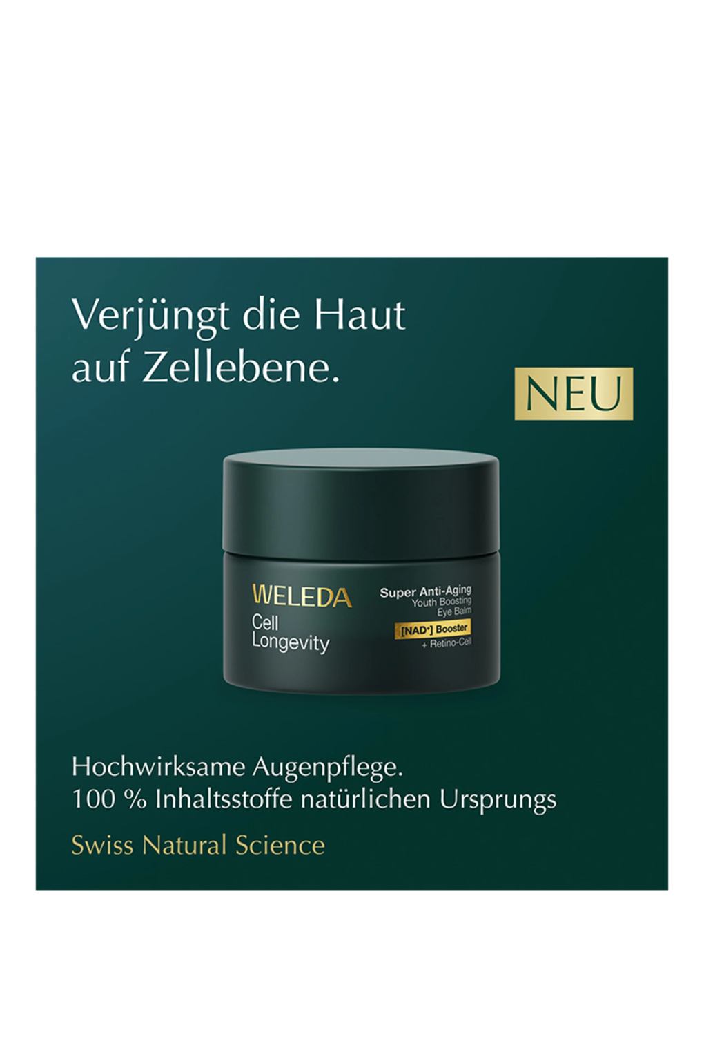 Средство для роста ресниц и бровей Weleda cell longevity super anti-aging youth boosting eye balm 15 ml. Фото 3.