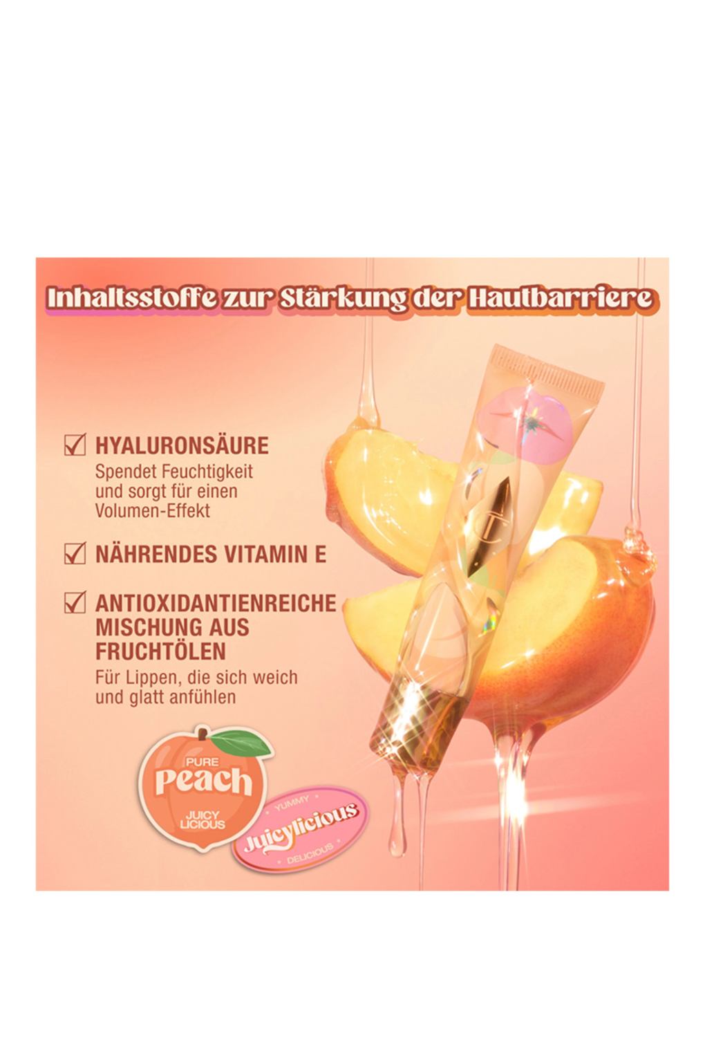 Масло для губ Charlotte Tilbury unreal lips healthy glow nectar oil JUICYLICIOUS PURE PEACH. Фото 4.