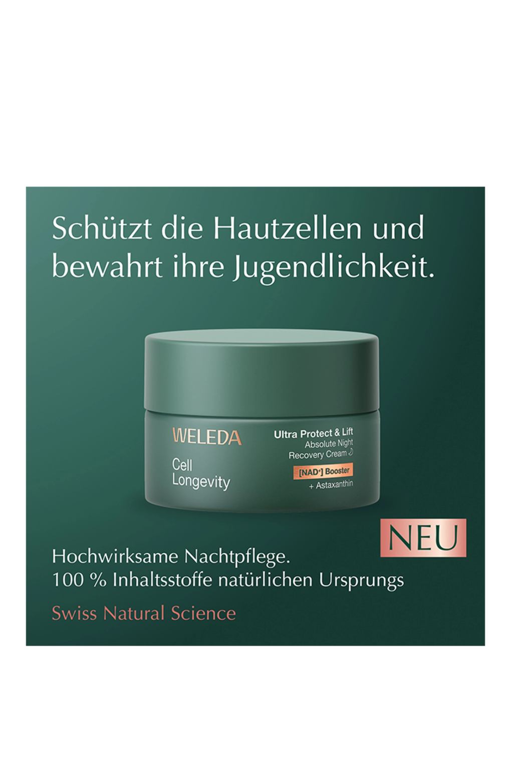 Ночной крем Weleda cell longevity ultra protect & lift absolute night recovery cream 50 ml. Фото 3.
