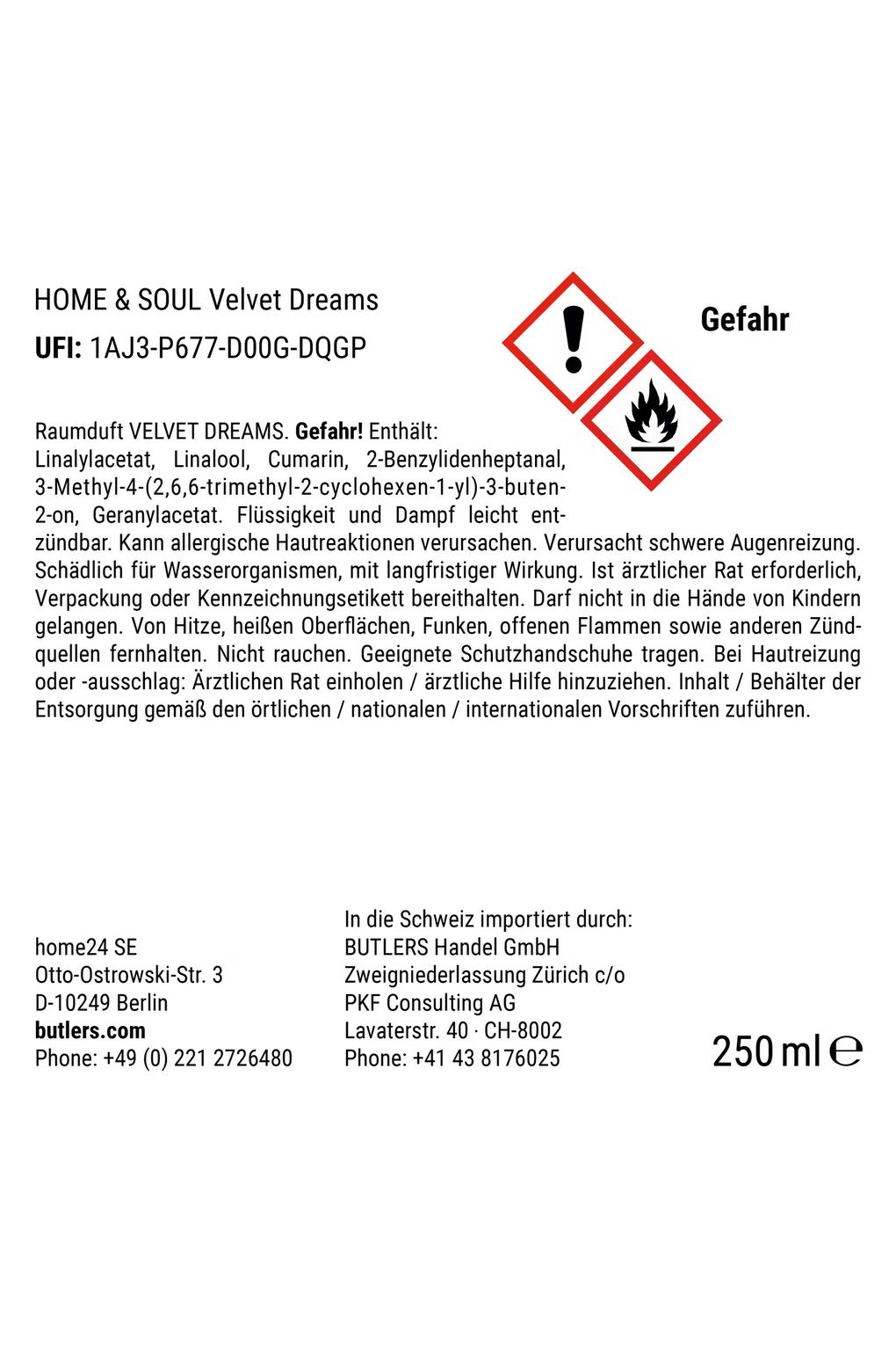 Ароматизатор для помещения BUTLERS HOME & SOUL Velvet Dreams, прозрачный. Фото 5.